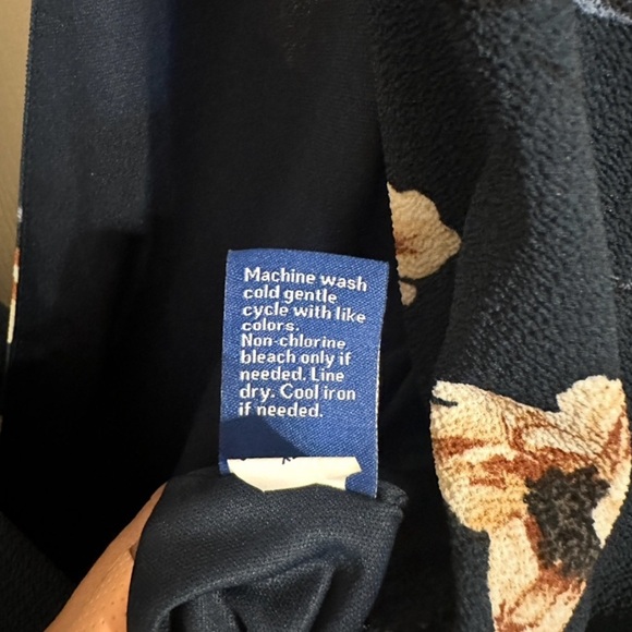 Apt. 9 Floral V-Neckline Cinched Elastic Waist Wide-Leg Jumpsuit, Navy, Sz XL - Picture 10 of 10